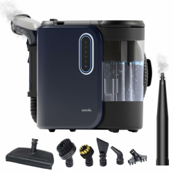 SAMAKO PowerClean Pro Waschsauger Polsterreiniger mit Dampf – Teppichreiniger für Sofa, Teppich, Polster & Autositze – Doppeltank-System, 8 Aufsätze, Blau Leistungsstarke Ausführung (2000 W) Angebot bei HelloDeals
