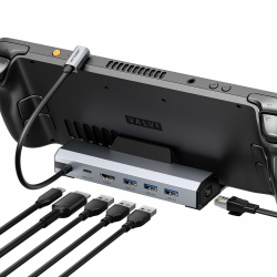 JSAUX Aufgerüstete Steam Deck Dock 4K@120Hz, 6-in-1 Dockingstation für Valve Steam Deck/OLED/ASUS ROG Ally X/Lenovo Legion go S/2/MSI Claw, HDMI 2.1, DREI USB 3.0, Gigabit-Ethernet, 100W Ladung-HB0603 6-in-1 Dock Schwarz Angebot bei HelloDeals