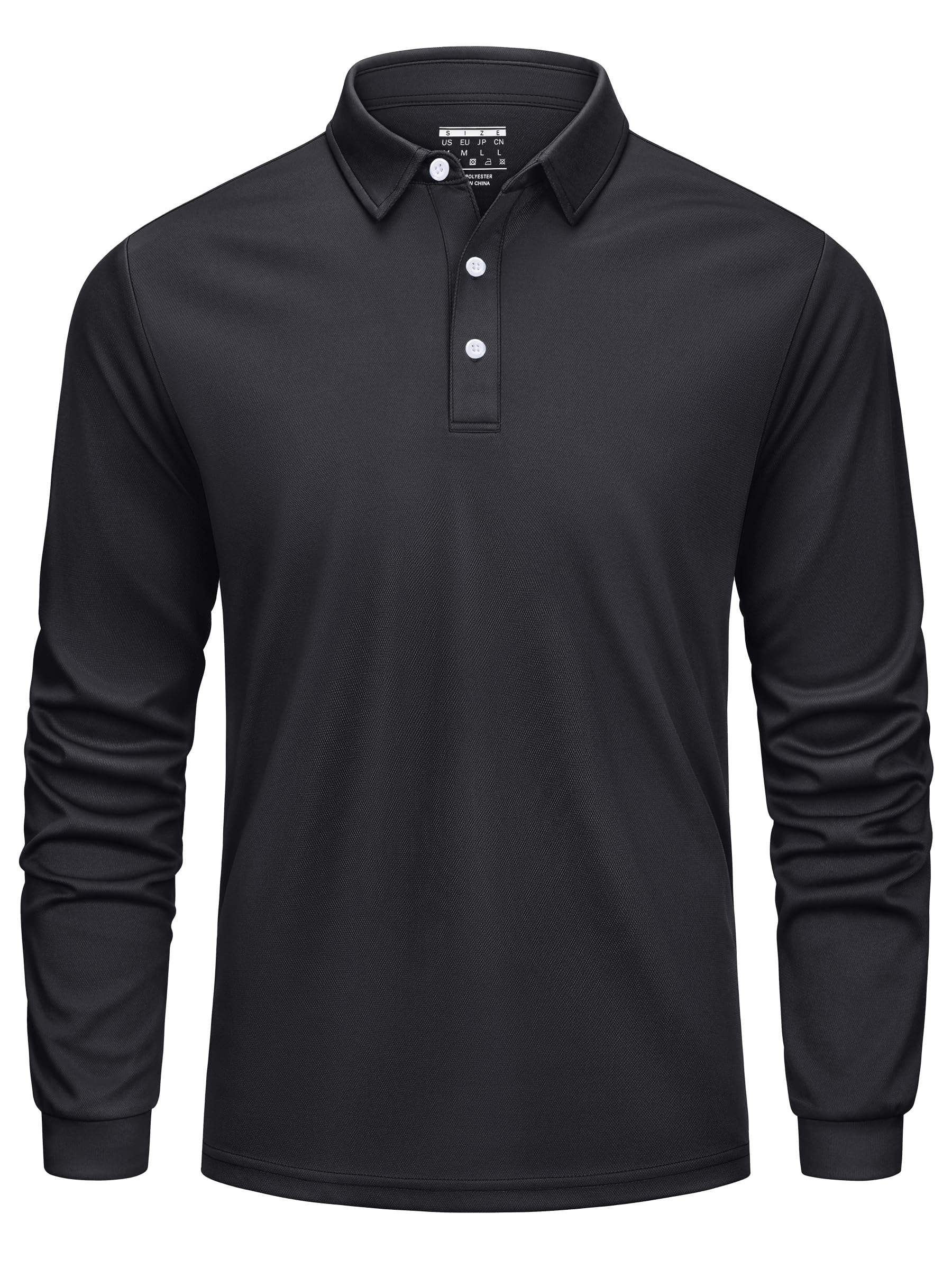 CAVVA Poloshirt Herren Langarm Golf Polo Shirt Atmungsaktives Schnelltrocknend Funktionsshirt Langarm Sportshirt Tennis Shirt Schwarz L Angebot bei HelloDeals