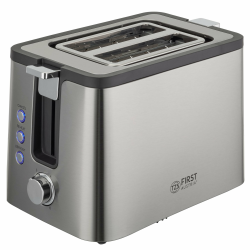 TZS First Austria - 2-Scheiben-Toaster - 800W - Auftau- & Aufwärmfunktion - 6 Bräunungsstufen - Brötchenaufsatz - Extra breite Schlitze - Selbstzentrierfunktion - Krümelschublade - Edelstahl Angebot bei HelloDeals