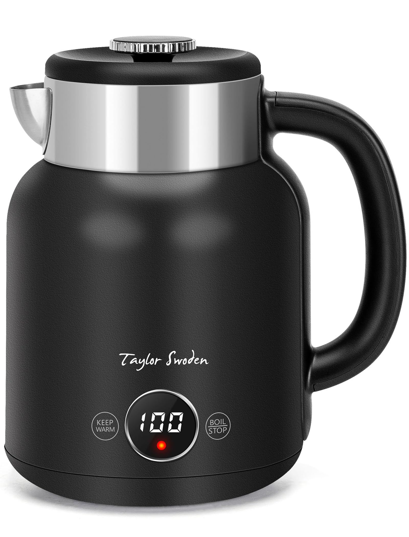 Taylor Swoden Asher - Wasserkocher Edelstahl mit Temperatureinstellung, 2200 W, 1,7 L, LED-Anzeige, 1 Stunde Warmhalten, Automatische Abschaltung, Energiesparend Schwarz Angebot bei HelloDeals