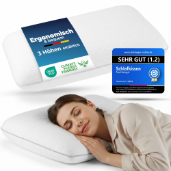 Ergonomisches Kopfkissen 40x60 aus Memory Foam mit Nackenstütze – Orthopädisches Kissen Nackenkissen Rücken-, Bauch- & Seitenschläferkissen Schlafkissen weiß Oeko-TEX 10cm Höhe 10cm Höhe 1 Angebot bei HelloDeals