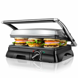 Aigostar Samson - Kontaktgrill XXL 2000W, Sandwichmaker und Panini Grill mit Antihaftbeschichtung, 180° klappbar, Temperaturkontrolle, Fettauffangschale Angebot bei HelloDeals