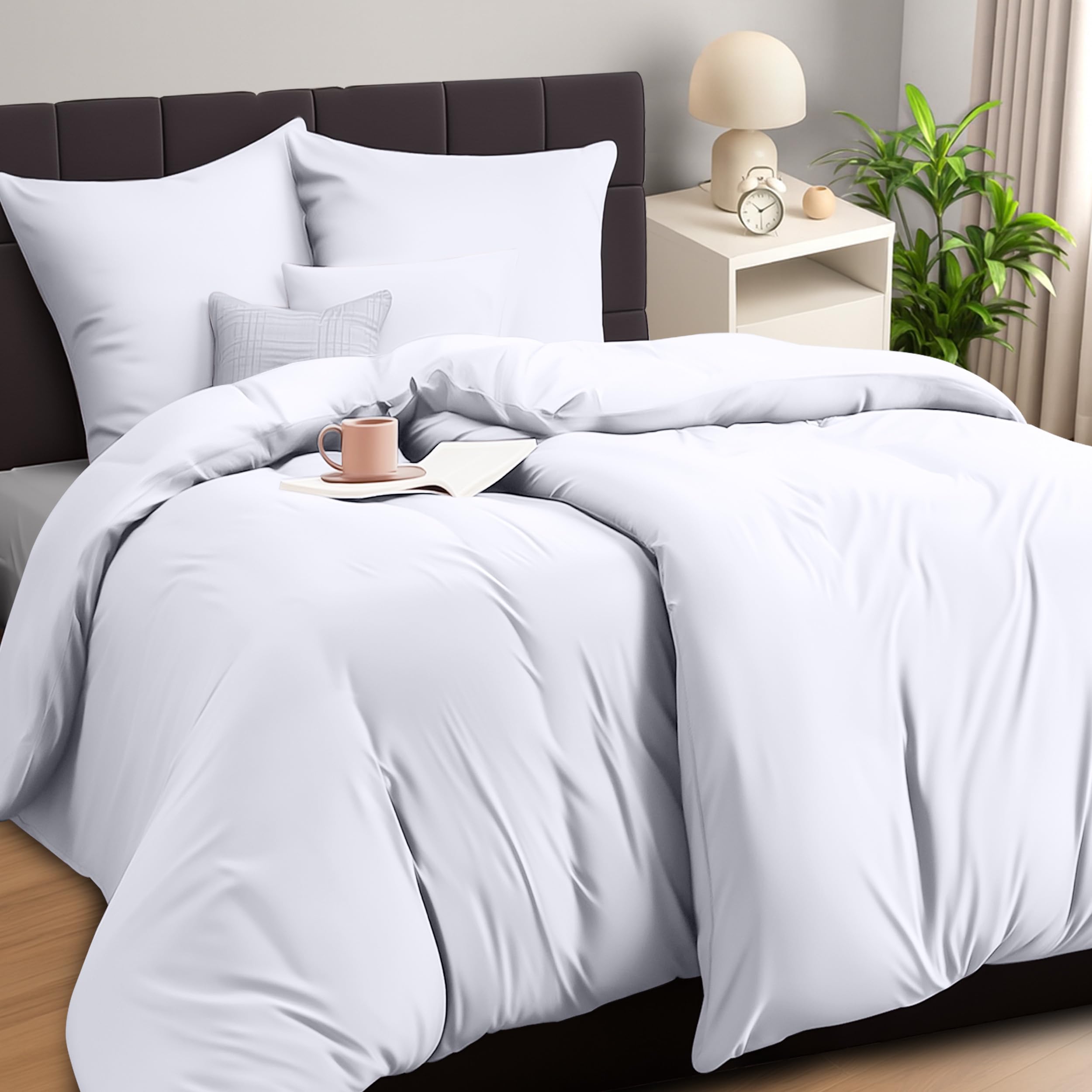 Utopia Bedding Bettwäsche 135x200 4teilig - Mikrofaser 2 Bettbezug 135x200 cm + 2 Kissenbezüge 80x80 cm - Weiß 4Teilig 135x200cm + 2 x Kissenbezuge 80x80cm Weiß Angebot bei HelloDeals