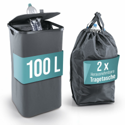 EASYmaxx Pfandflaschen Sammelbehälter 100 L mit 2 herausnehmbaren Tragetaschen | Flaschen Aufbewahrung für Altglas & Leergut | Behälter für Leergut | Flaschensammler für Küche & Abstellraum Anthrazit Angebot bei HelloDeals