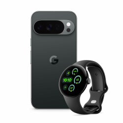 Google Pixel 10 Pro – Android-Smartphone ohne SIM-Lock, mit Gemini, mehr als 24 Stunden Akkulaufzeit – Obsidian, 128GB + Pixel Watch 3 (45 mm) – Gehäuse in Matte Black – Armband in Obsidian – WLAN mit Watch 3 Obsidian 128 GB Angebot bei HelloDeals