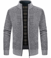 GLESTORE Strickjacke Herren Trachtenjacke Cardigan Fleecejacke Strickjacken für Herren Strickfleecejacke M Hell Grau Angebot bei HelloDeals