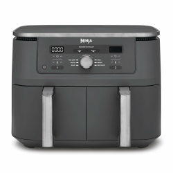 Ninja Dual Zone Digital Air Fryer, 2 Schubladen, 6-in-1, Heißluftfritteuse, 9,5L, Heißluft-Frittieren, Max Crisp, Rösten, Backen, Aufwärmen, Spülmaschinenfeste Körbe, Metallic Grau DZ400EU Metallic Grau 9.5L (6-in-1) Angebot bei HelloDeals