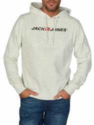 JACK & JONES Hoodie Herren mit Druck JJMORTY Regular Fit Kapuzenpullover Pullover Sweatshirt Grün Gelb Grau Rot S M L XL XXL 3XL M White Melange (12303641) Angebot bei HelloDeals