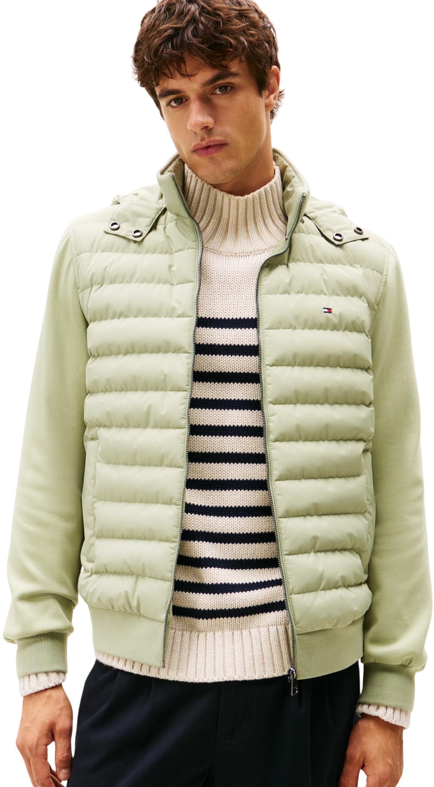 Tommy Hilfiger Herren Hoodie mit Reißverschluss Zipper L Green (Earth Sage) Angebot bei HelloDeals