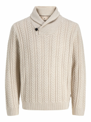 JACK & JONES Herren Jprblusean Knit Cable Shawl Neck S Silver Lining Angebot bei HelloDeals