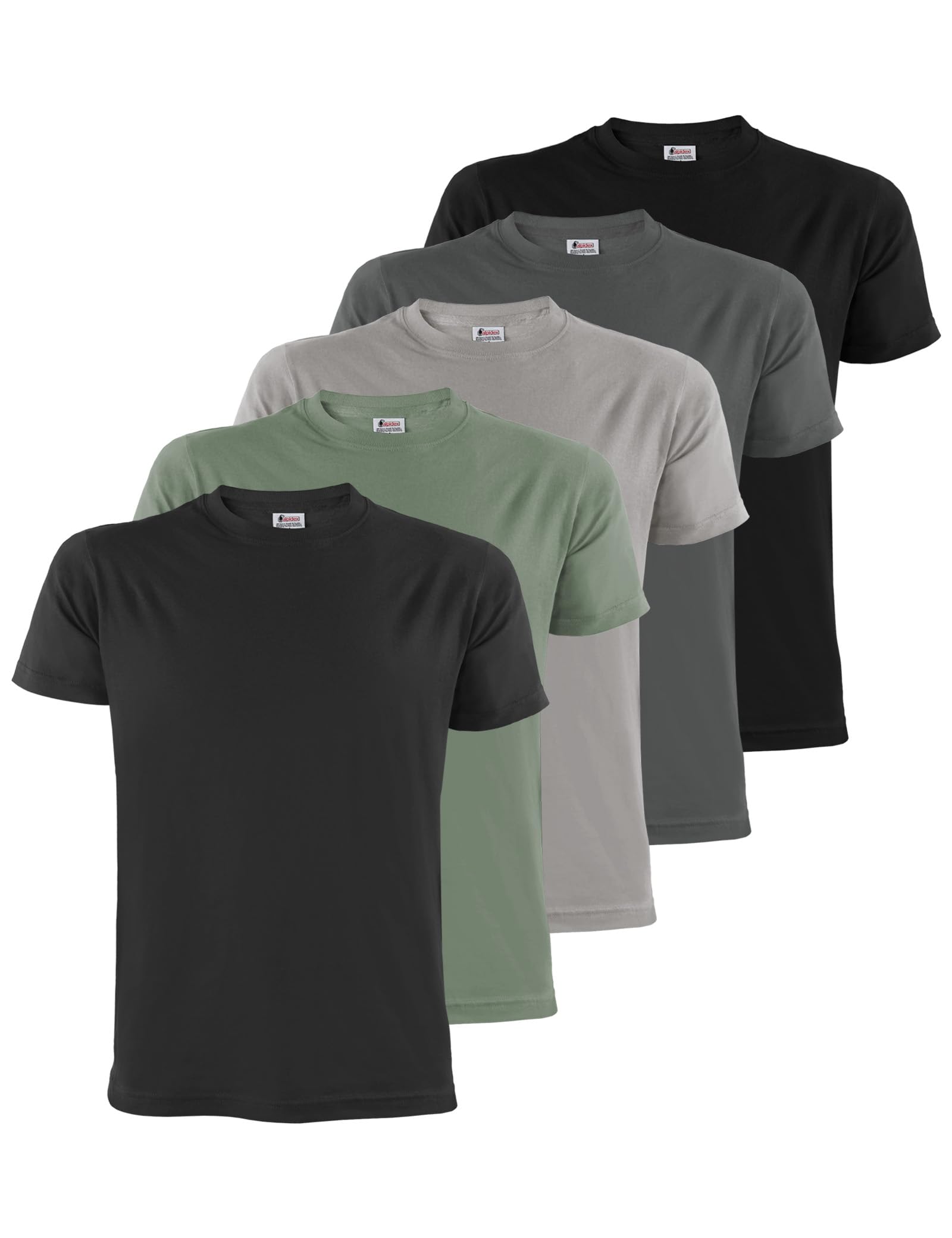 ALPIDEX Herren T-Shirts 5er Set Rundhals 100% Baumwolle Einfarbig Shirts Basic Shirt Kurzarm S M L XL XXL 3XL 4XL 5XL L Storm Angebot bei HelloDeals