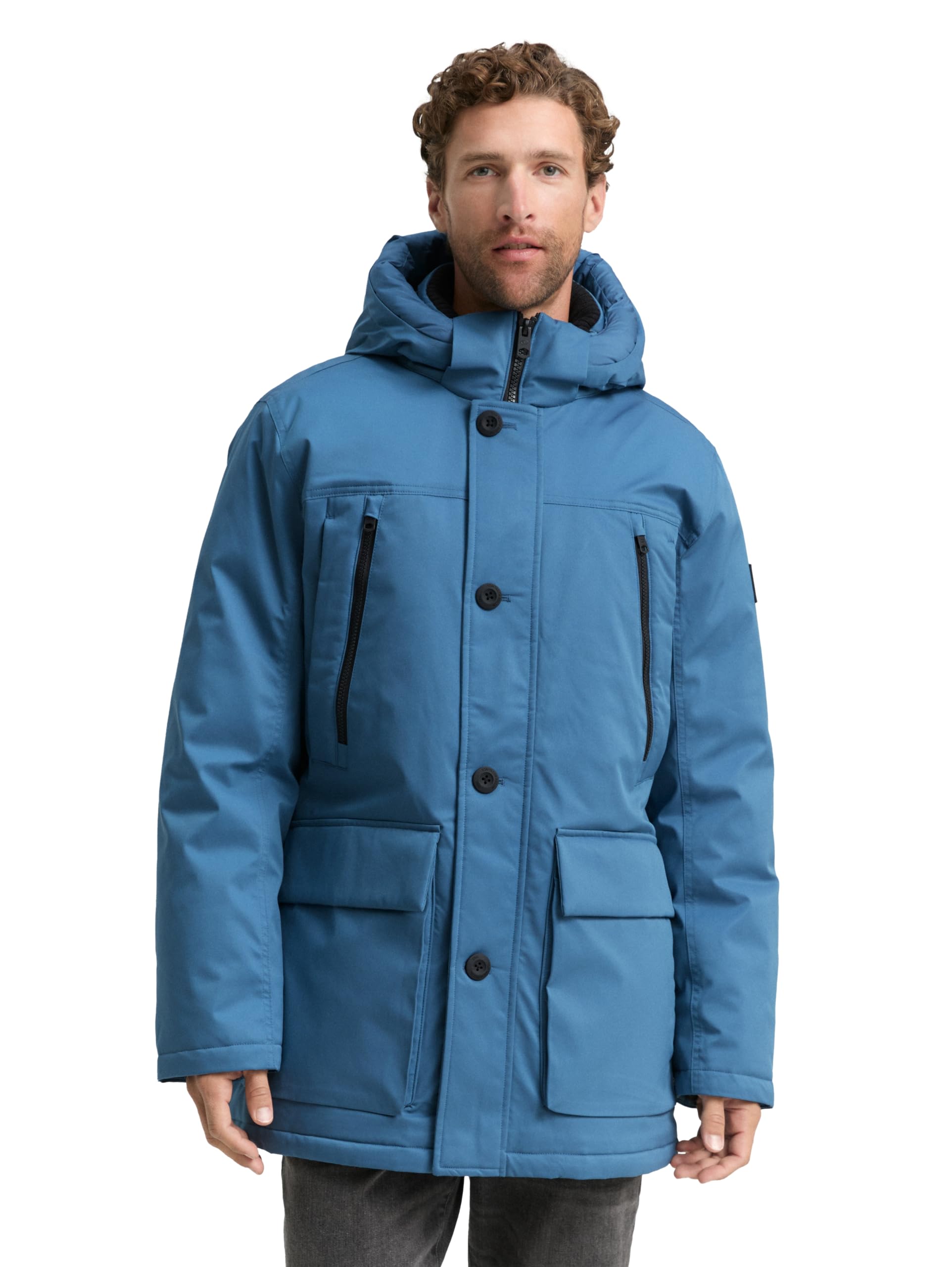 Tom Tailor Herren Arctic Parka mit Abnehmbarer Kapuze 38224 - Real Teal Blue M Angebot bei HelloDeals