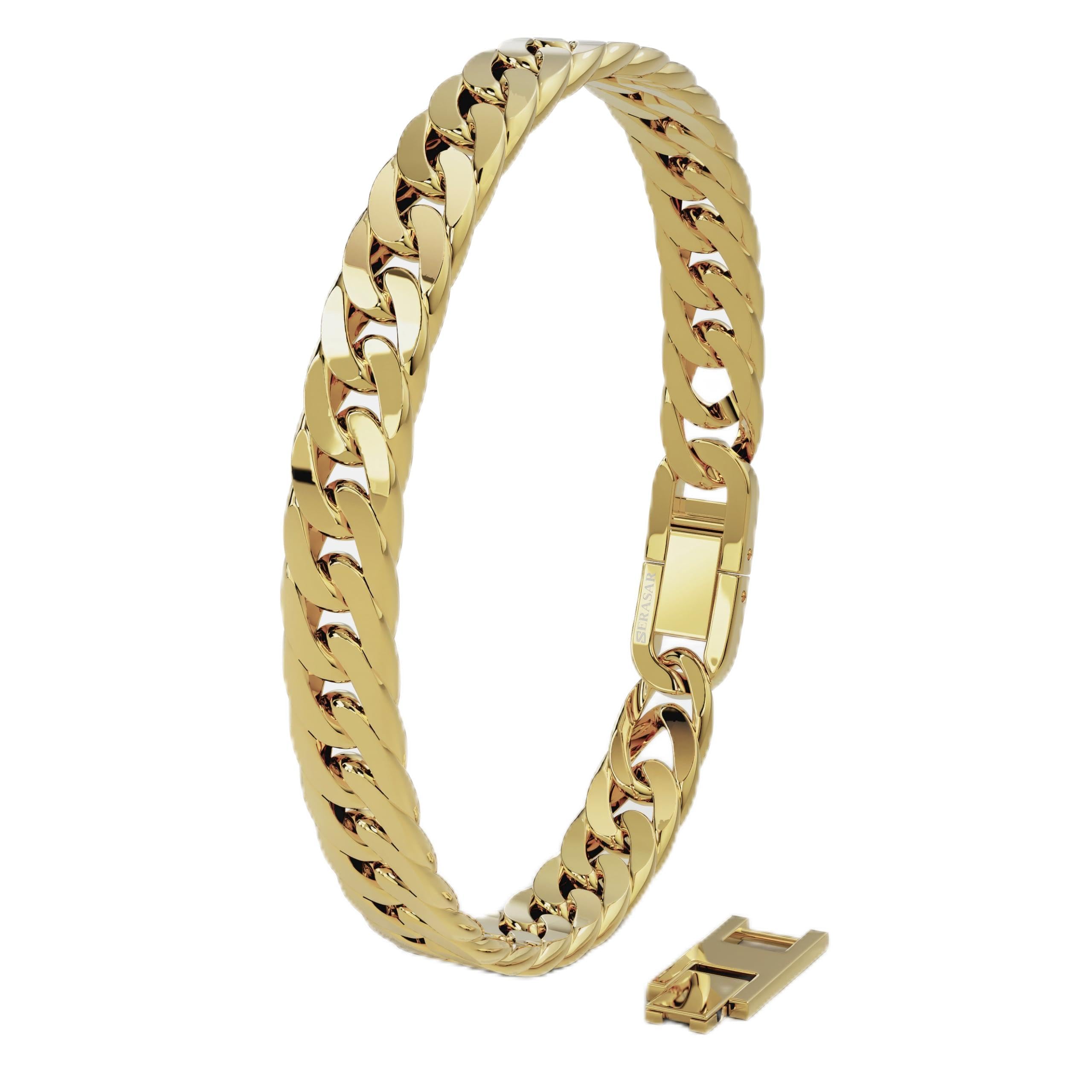 SERASAR | Premium Edelstahl Armband Herren | Rostfreier 316L Chirurgenstahl | Wasserfest | Sicherer Verschluss | Drei Farben | Inklusive Schmuckschachtel 20cm Cuban Gold Angebot bei HelloDeals