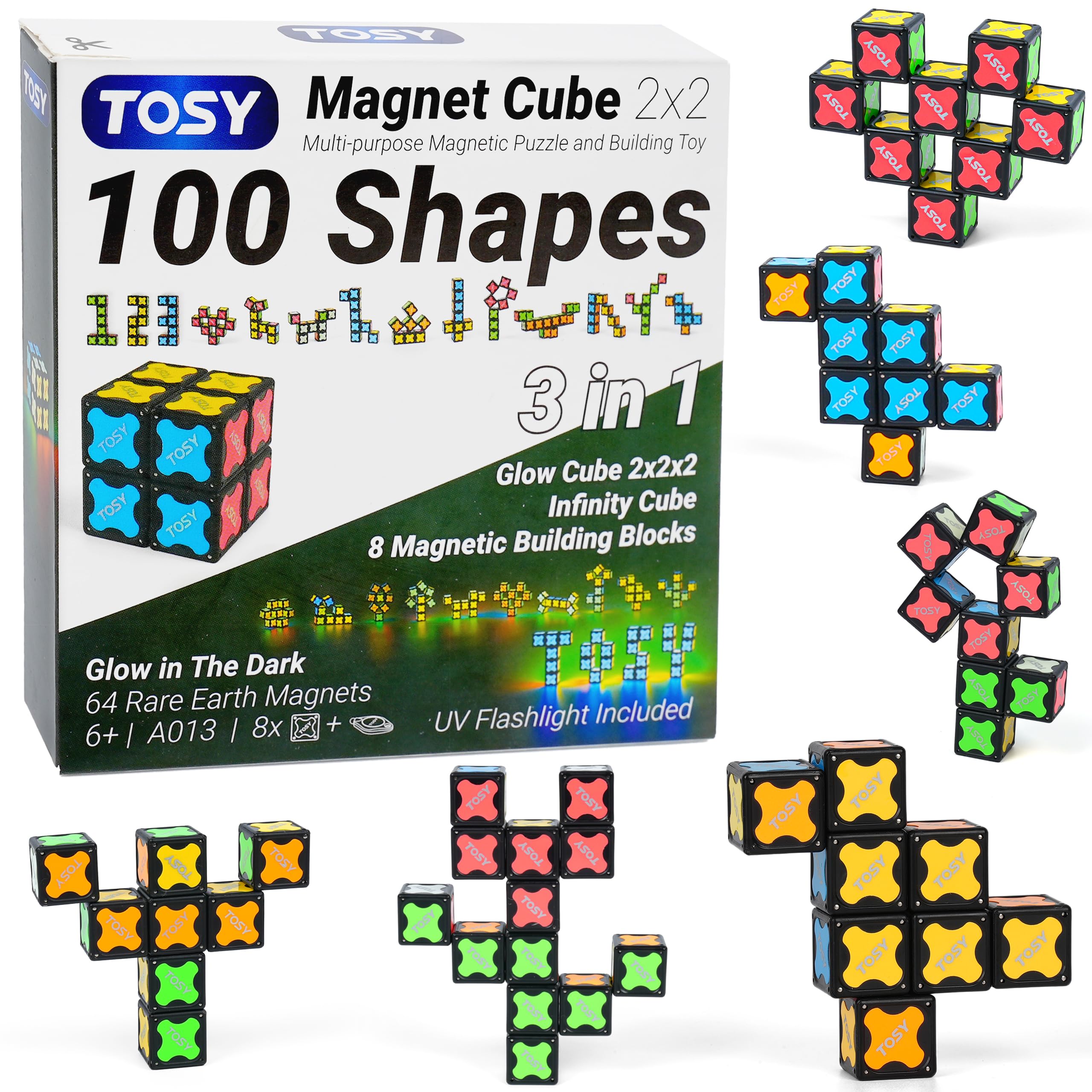 TOSY Magnet Cube 2x2 – 8 Bausteine, 2-in-1: 2x2x2 Puzzlewürfel & anpassbarer Infinity-Würfel, Leuchtend, Ostergeschenk für Kinder/Enkel, UV-Taschenlampe, Sensorik-/STEM-Spielzeug Cube 2x2x2 (Set Of 1) Angebot bei HelloDeals