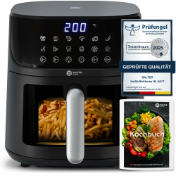 Balter Heißluftfritteuse Airfryer, 5,5 L, Friteuse Heissluftfritteuse XXL mit Sichtfenster, 12 Programme, all-in-1 Air Fryer, inkl. 100 Rezepte, HL-551T 5,5 Liter Angebot bei HelloDeals