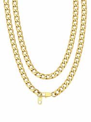 Bandmax Klassische Panzerkette Halskette 4mm/6mm/9mm breit kubanische Gliederkette für Damen Herren Jungen Mädchen Hip Hop Kubanische Kette Modeschmuck, 36cm bis 76cm, Gold/Schwarz/Silber B.Gold-6mm 61.0 Zentimeter Angebot bei HelloDeals