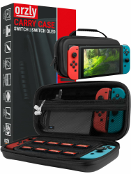 Orzly Switch Tasche für Nintendo Switch/Switch OLED und Switch Zubehör - Stoßfeste Tragetasche - Harte Schutzhülle, Reisetasche mit Aufbewahrung für Konsole, Joycons, Zubehör und Spiele - Schwarz Schwarz 6,2 Zoll Switch 1 Angebot bei HelloDeals