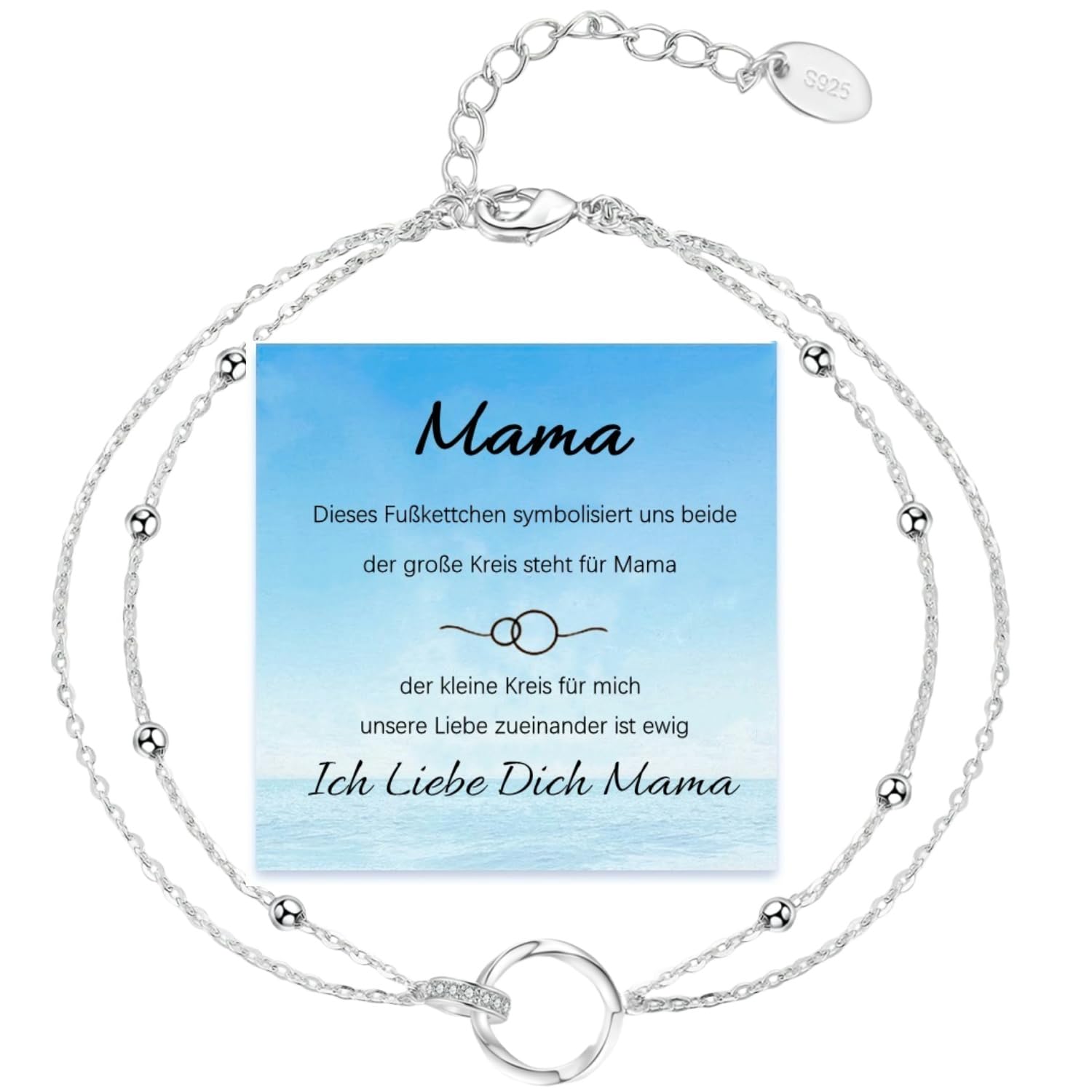 Fußkettchen für Damen 925 Sterling Silber - Infinity Herz Fußkette - Damen Fußkettchen - Fußkette Verstellbare 23+5cm - Geschenke für Frauen/Mädchen/mama/mutter mama geschenk Angebot bei HelloDeals