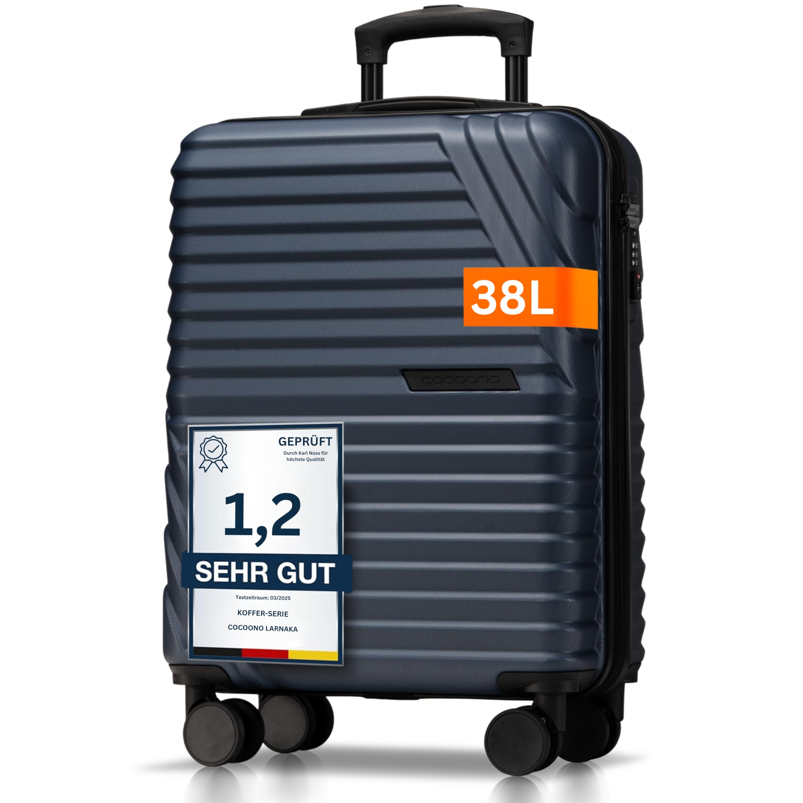 Cocoono Premium Handgepäck Koffer 55x40x20cm - passend für Ryanair, Lufthansa, Eurowings und co. I 38L Handgepäck Koffer mit sanften Rollen und praktischem TSA Schloss, Bordkoffer (Navy, M) Navy M Angebot bei HelloDeals