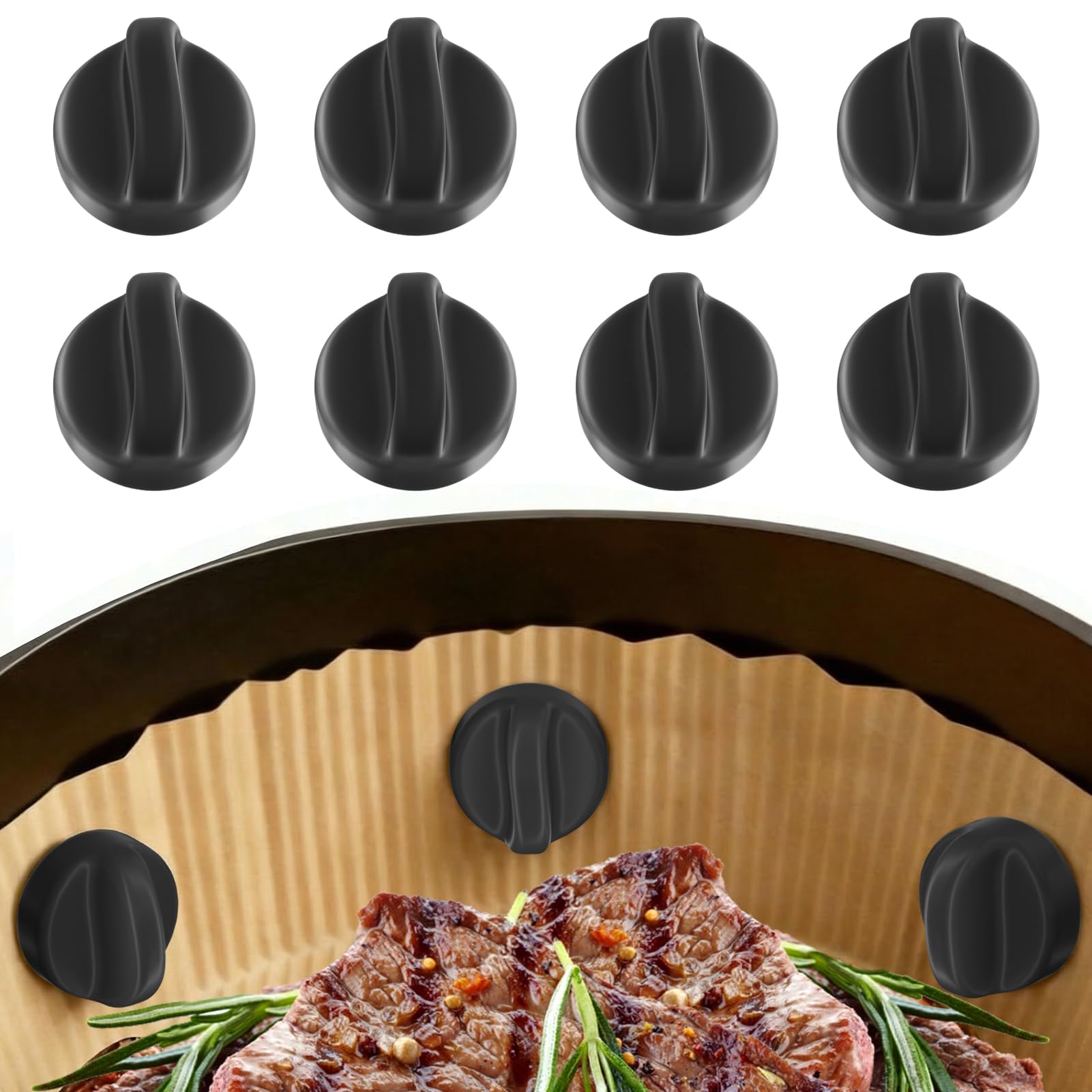 8 Stück Hitzebeständig Silikon Magnete für Airfryer, Sicherer Halt für Backpapier, Airfryer Magnete für Backpapier - Reduziert Verrutschen und Anbrennen Heißluftfritteuse Zubehör, Schwarz Angebot bei HelloDeals