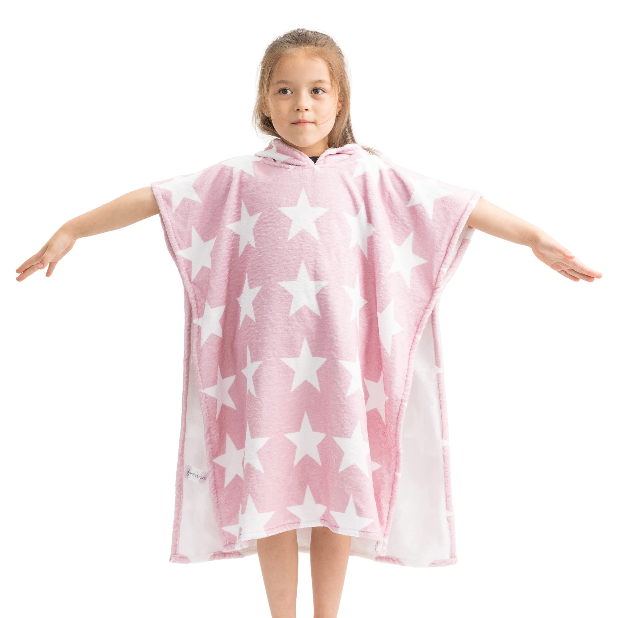 Kinder und Baby Badeponcho - Poncho Handtuch für Strand Schwimmbad - Surfponcho mit Kapuze - Bademantel für Babys Jungen und Mädchen 4-7 Jahre Sterne Altrosa Angebot bei HelloDeals