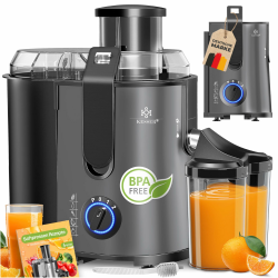 KESSER® Zentrifuge Entsafter für Obst | Gemüse aus Edelstahl 1100W, große Fütterungsröhre, 3 Stufen, Elektrische Zentrifugal Saftpresse Juicer + Bürste, Saftbehälter, Rezeptbuch Anthrazit Angebot bei HelloDeals