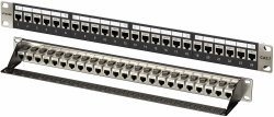 FGB 10Gbps 1U Patchpanel mit 24 Anschlüssen und Cat7 RJ45 geschirmter Keystone-Koppler, 19-Zoll-Rackmount- oder Wandmontage-Patchpanel mit Rückleiste, Netzwerk-Patchpanel für Gigabit-Netzwerk-Switch Cat 7 24 Port Angebot bei HelloDeals