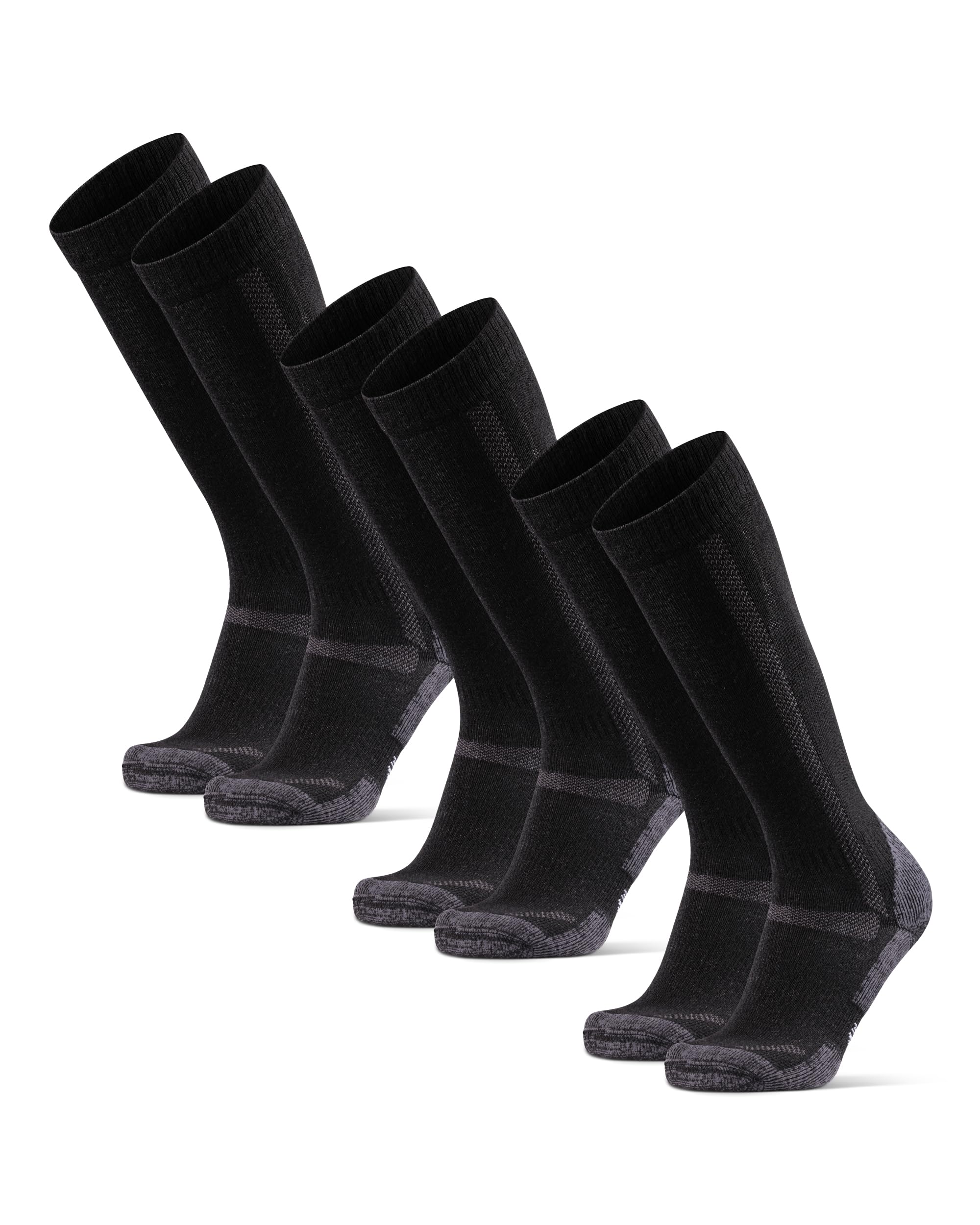 DANISH ENDURANCE Kniehohe Merino Wandersocken, Lange Thermo Wollsocken, Winter Kniestrümpfe, Oktoberfest Socken, Gepolstert & Anti-Blasen, Unisex, für Damen & Herren, 1 oder 3 Paar 39-42 Schwarz 3 Paar Angebot bei HelloDeals