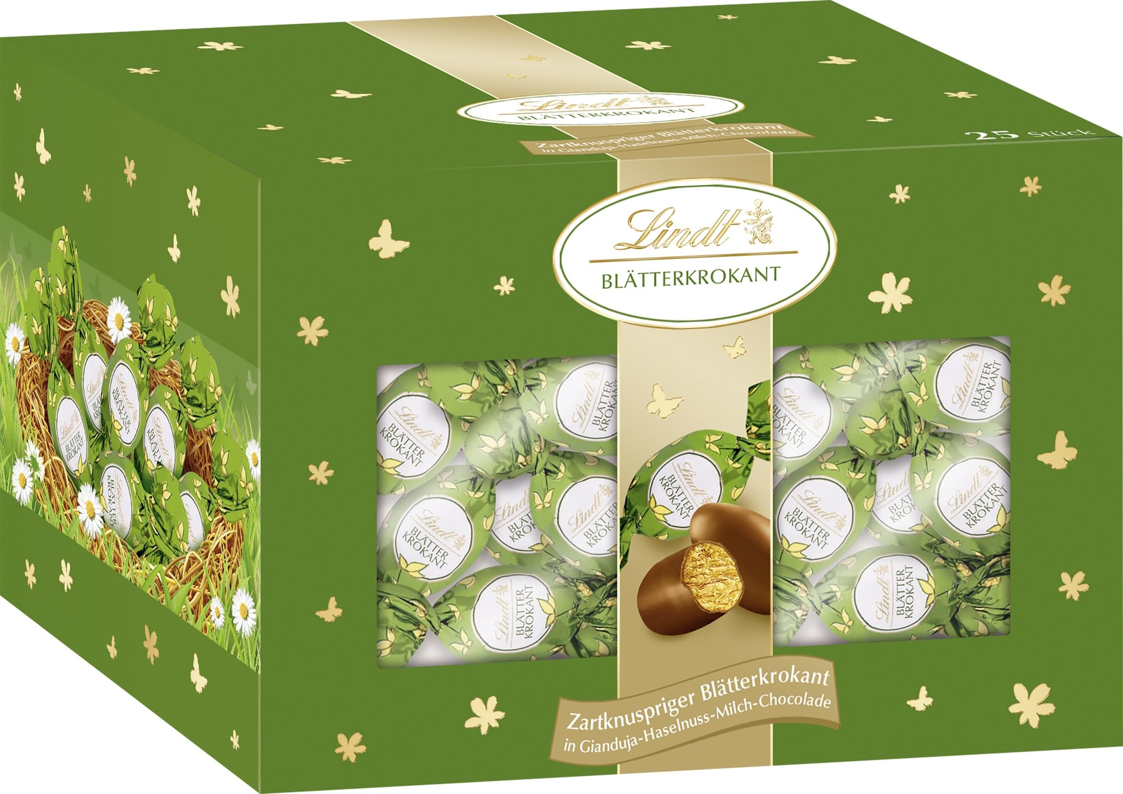 Lindt Schokolade | Blätterkrokant-Eier Box | 430g | Zartknusprige Krokant-Eier in feiner Gianduja-Haselnuss-Milchschokolade | Festliche Spezialität für Erwachsene | Exklusiv zu Ostern Angebot bei HelloDeals