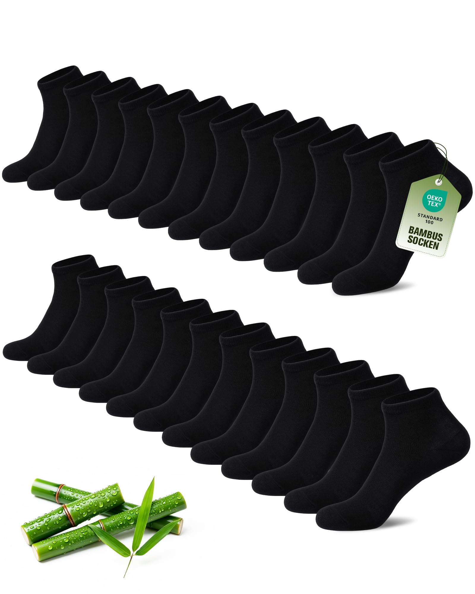 12/24 Paar Sneaker Socken Herren Damen aus Bambus,Anti-Geruch Atmungsaktiv Weiche Halbsocken, Kurze Sneakersocken für Alltag, Freizeit, Shopping & Zuhause 35-38 Schwarz Angebot bei HelloDeals