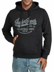 JACK & JONES Hoodie Herren Regular Fit JJEADRIAN Kapuzenpullover Pullover Sweater Print Schwarz Grau Grün Braun Beige Blau S M L XL XXL 3XL 4XL 5XL 6XL 7XL 8XL M Black (Jack & Jones) Angebot bei HelloDeals