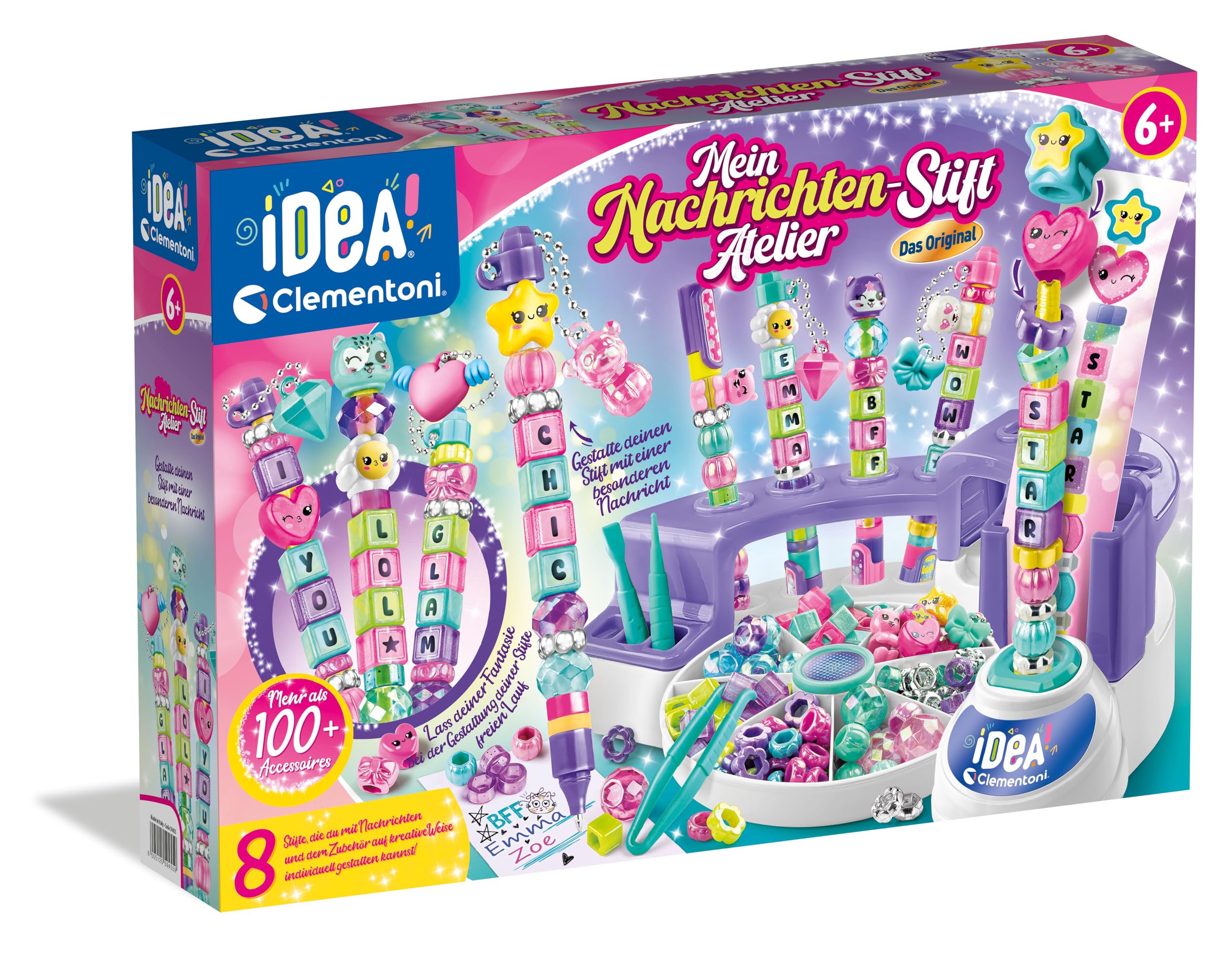 Clementoni Idea Nachrichten-Stift Atelier - Stift Bastelset mit Buchstaben, Perlen, Aufklebern & mehr - Personalisierter Stift, Geschenk-Set für Kinder ab 6 Jahren, 59455 Angebot bei HelloDeals