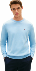 Tommy Hilfiger Herren Pullover Essential Cotton mit Rundhalsausschnitt L Blue (Well Water) Angebot bei HelloDeals