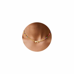TINGN Bunte Perlenkette für Damen Mädchen - Handgefertigt Gold Bunte Perlen Kette mit Buchstaben Herz Anhänger Kette Kinder Geburtstagsgeschenke Geschenke für Frauen Teenager Mädchen Kinder Schmuck Angebot bei HelloDeals