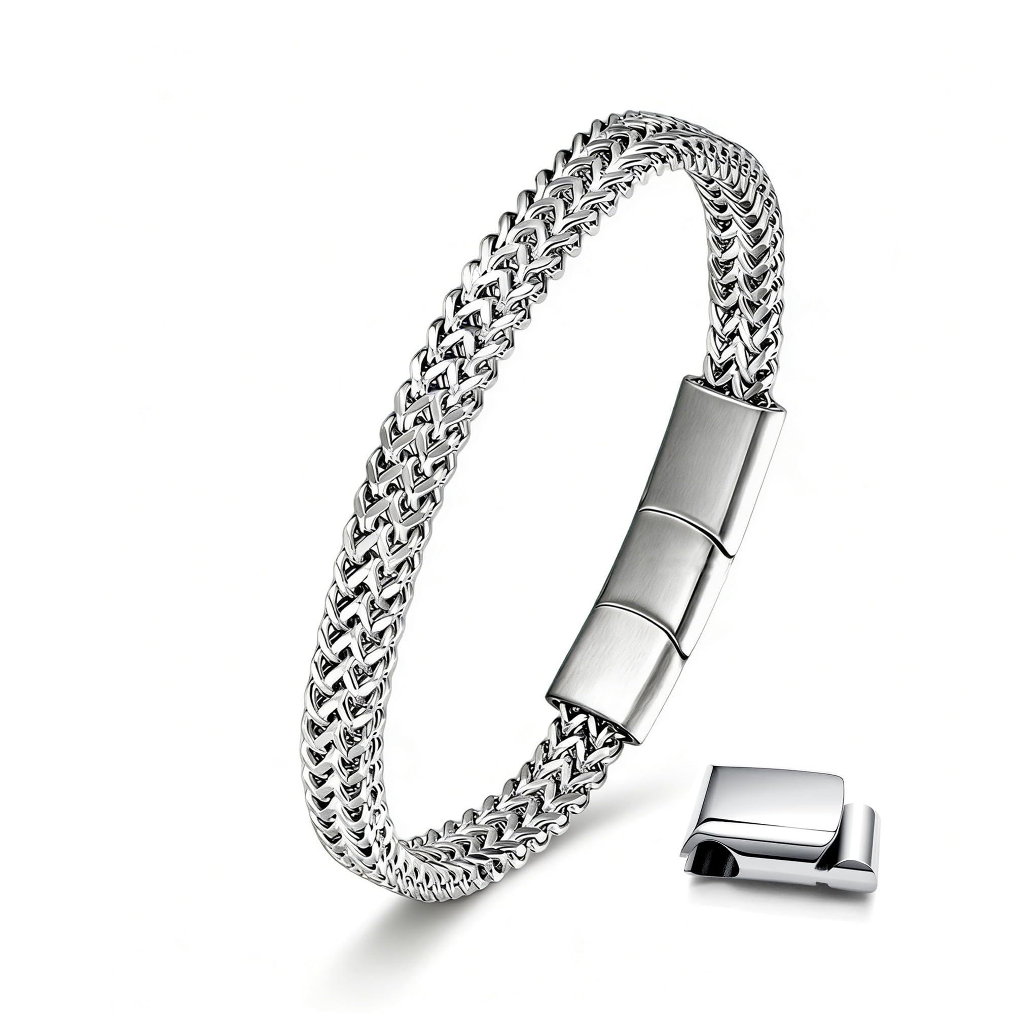 Esrael Gold/Silber/Schwarz Herren Armband aus Edelstahl mit Abnehmbarem Magnetverschluss, Farbecht & Fest, Valentinstag Schmuck Geschenk für Ihn Männer, 7.5–8 Zoll Angebot bei HelloDeals