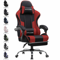 GTPLAYER Gaming Stuhl Stoff, Bürostuhl Massage Gaming Sessel Ergonomischer Gamer Stuhl mit Fußstütze, Gepolstert Gaming Chair, Drehsessel 150KG, rot Rot Stoff Angebot bei HelloDeals