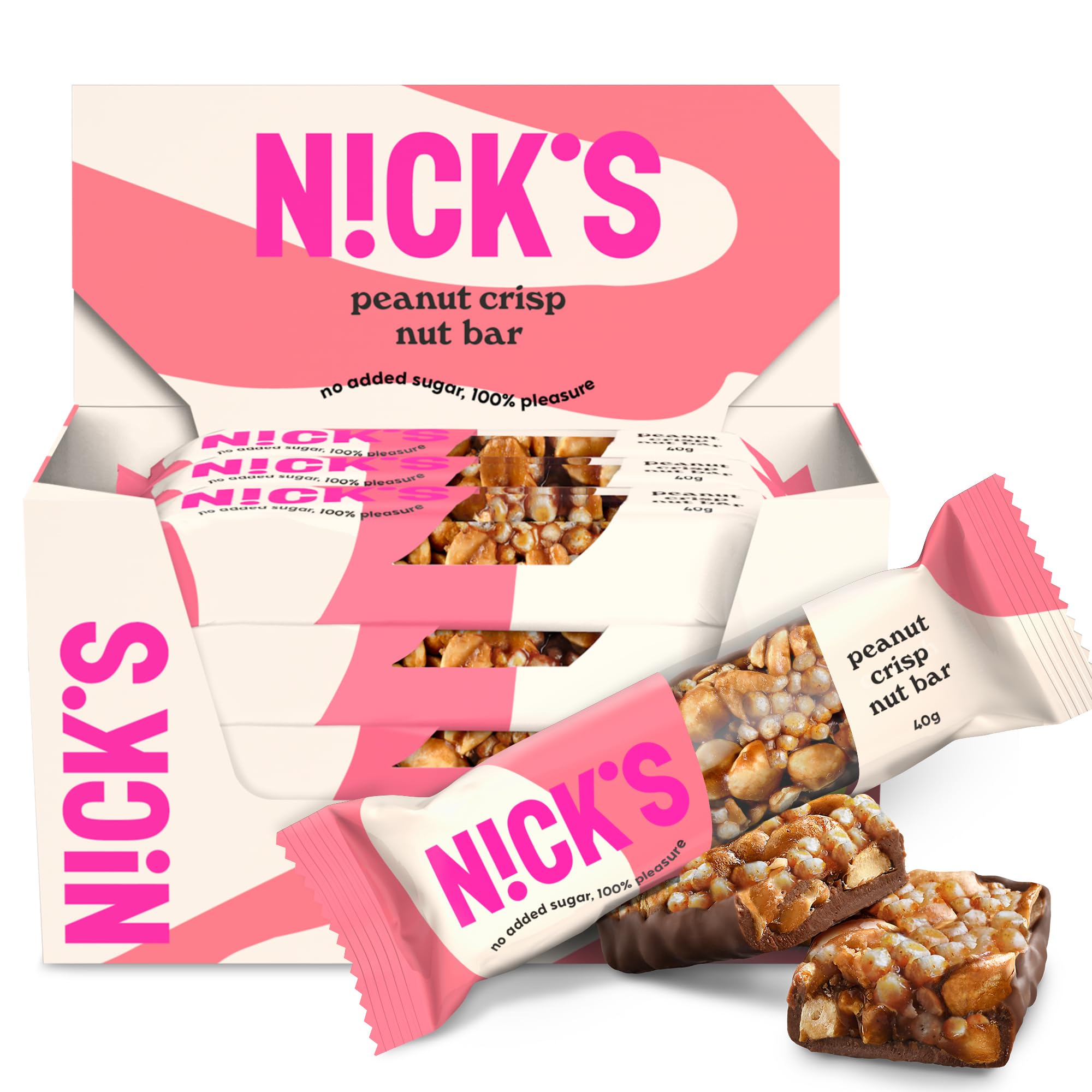 NICKS Nut Bar Peanut Crisp, veganer Keto-Snack mit Schokolade, 5,9 Netto-Kohlenhydraten, 160 Kalorien, ohne Zuckerzusatz, glutenfreie Low Carb Süßigkeit (Multipack 12x40g) Erdnuss Crisp 12 Stück (1er Pack) Angebot bei HelloDeals