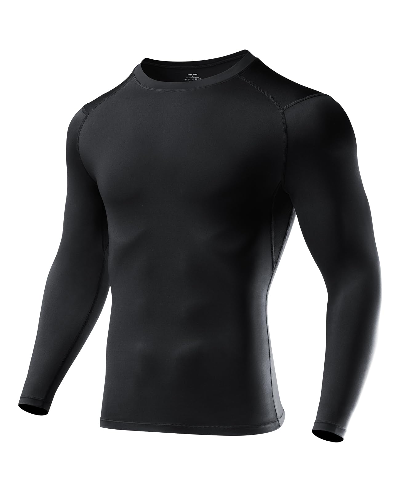 Niksa 1/2/3 Stück Kompressionsshirt Herren,Funktionsshirt Langarm Sportshirt Rundhalsausschnitt Atmungsaktiv Laufshirt für Running Workout Fitness A-schwarz (1 Stück) M Angebot bei HelloDeals