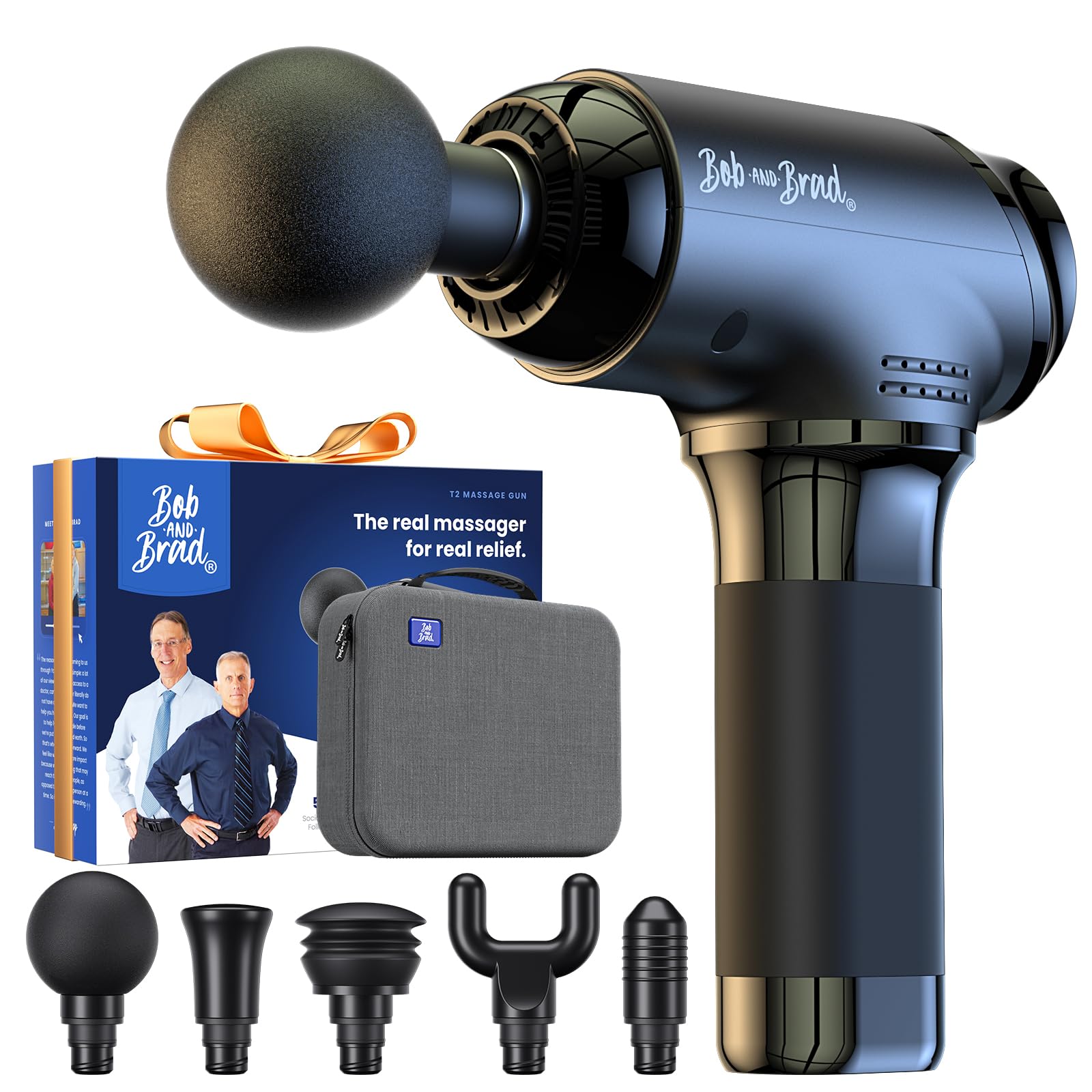 Bob and Brad T2 Massagepistole, Muskel Massagegerät with 4000-mAh-Akku, 3200rpm und 10 mm Amplitude, Perkussions Massage Pistole mit USB-C-Ladung, Geschenk für Männer und Frauen Schwarz Angebot bei HelloDeals
