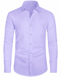 J.VER Hemd Herren Langarm Businesshemden Knitterfreies Stretchhemd Regular Fit Freizeithemden Bügelleichtes Unifarben Anzughemd XXL Helles Lila Angebot bei HelloDeals
