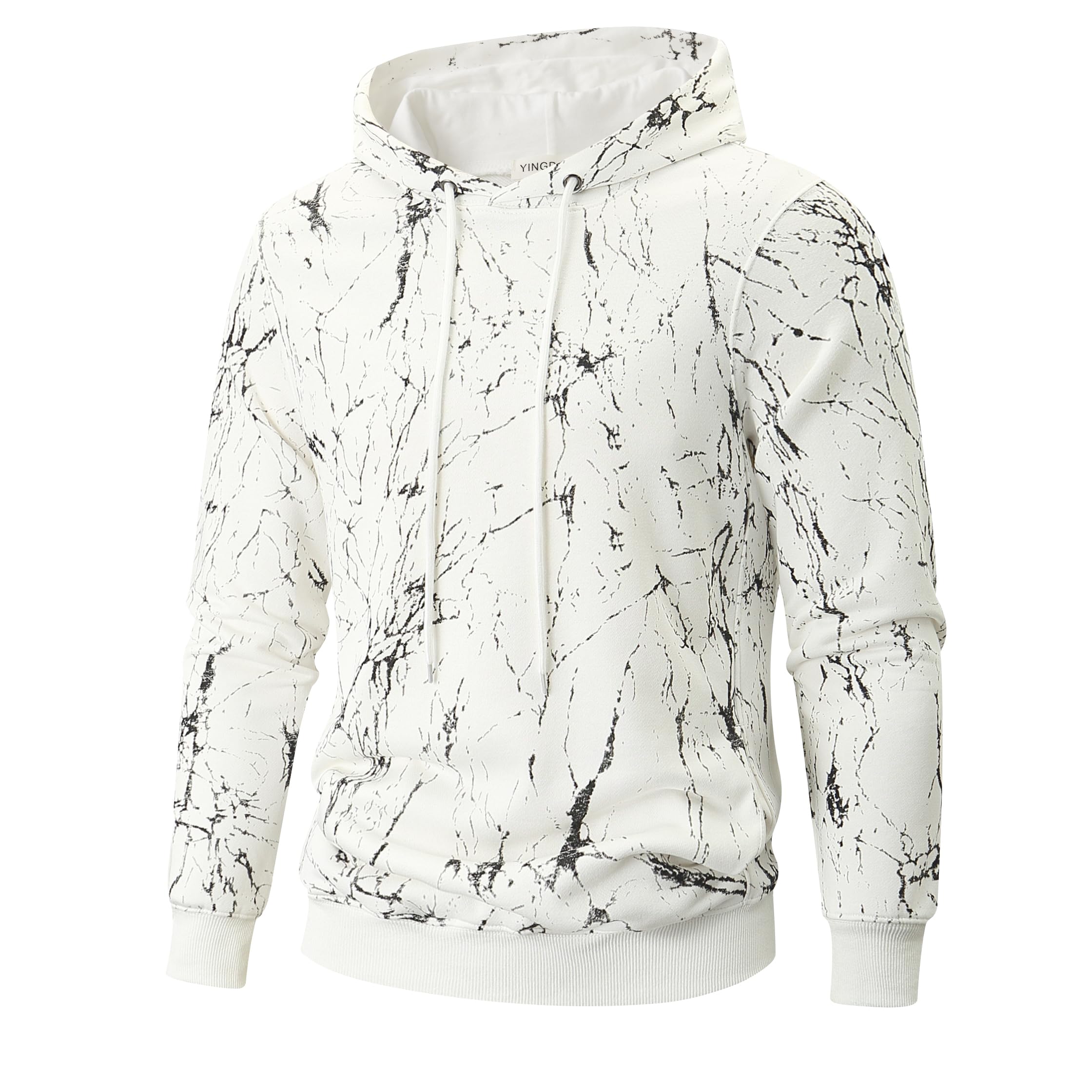 YINGDA Langärmel Herren Mode Sweater versteckte Tasche gedruckt Hoodie Wy Sd Weiß S Angebot bei HelloDeals