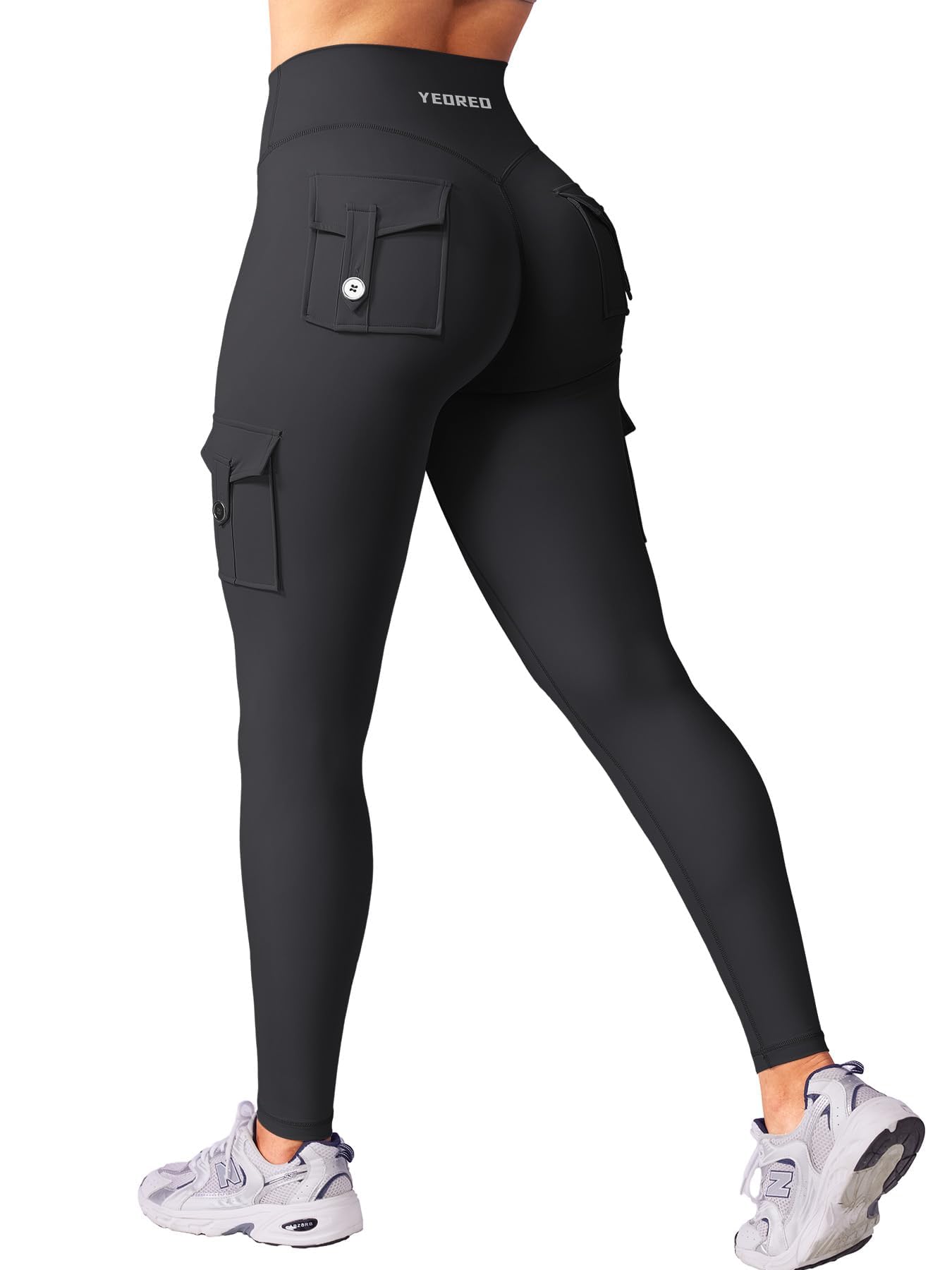 YEOREO CoreFlex Sport Leggings Damen Mit Taschen Invisible Scrunch Butt Gym Leggings High Waist Boom Booty Seamless Push Up Blickdicht Yoga Sport Leggings Schwarz M Angebot bei HelloDeals