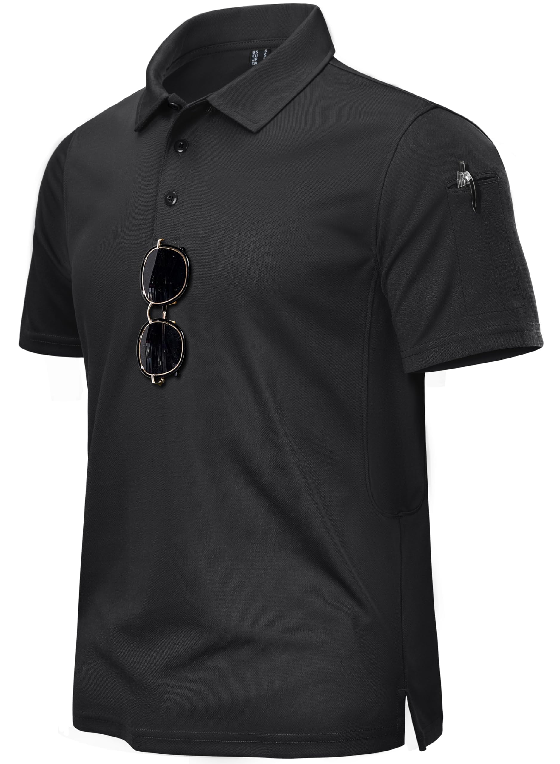TACVASEN Poloshirt Herren Kurzarm Golf Polo Shirts Funktionsshirt Sommer Polohemd Atmungsaktive Sport Tshirts L 01-schwarz Angebot bei HelloDeals