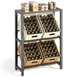 pickpiff 4 Kästen Getränkekistenregal mit Ablage - Schwarz Metall Getränkeregal, Stabil & Platzsparend Kistenregal mit 2 Ebenen für Bier, Wasser, Getränken - Für Wohnzimmer, Küche & Keller 4 Kisten Angebot bei HelloDeals