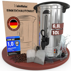 Heimfleiss® Glühweinkocher 10L aus Edelstahl 1500W | Heißwasserspender mit Zapfhahn, Thermostat & Überhitzungsschutz | Heißgetränkeautomat für Glühwein & Punsch | Einkochautomat Glühweintopf mit Hahn 10 Liter Silber Angebot bei HelloDeals
