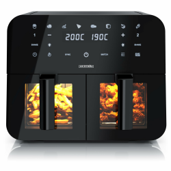 Arendo - Dual Zone Heißluftfritteuse 9L - mit 2 Kamern - XXL Kapazität 2 Fächer – Sichtfenster Beleuchtung - Airfryer - Touchscreen - 3D Umluftsystem - Antihaftbeschichtung - spülmaschinenfeste Körbe B: 9 Liter Angebot bei HelloDeals