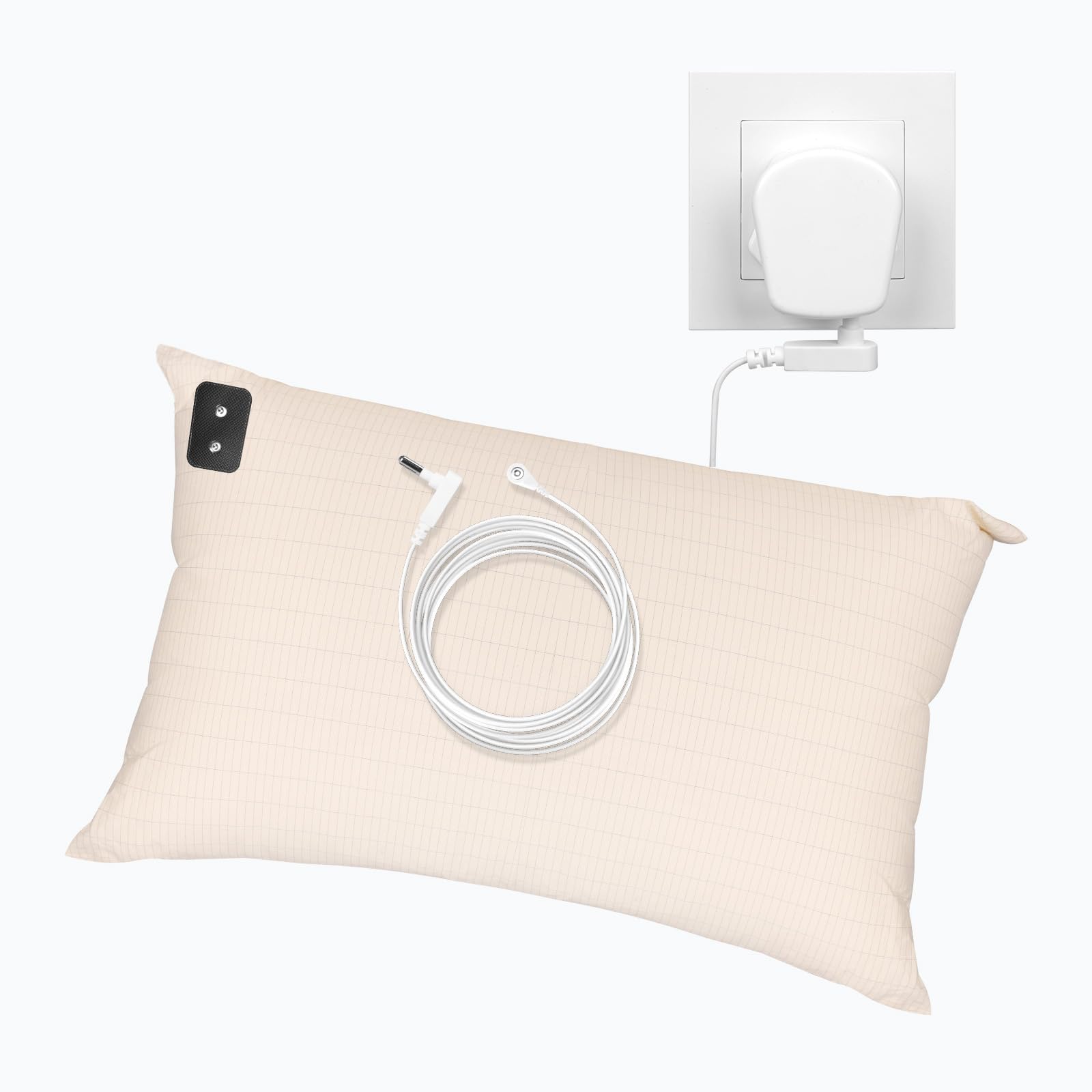 RIQINXIN Leitfähig Erdungsmatte Grounding Pillowcase Erdungskissenbezug Erdungsprodukt Kissenbezug mit EU Erdungskabel für Besseren Schlaf 51 x 76 cm Angebot bei HelloDeals