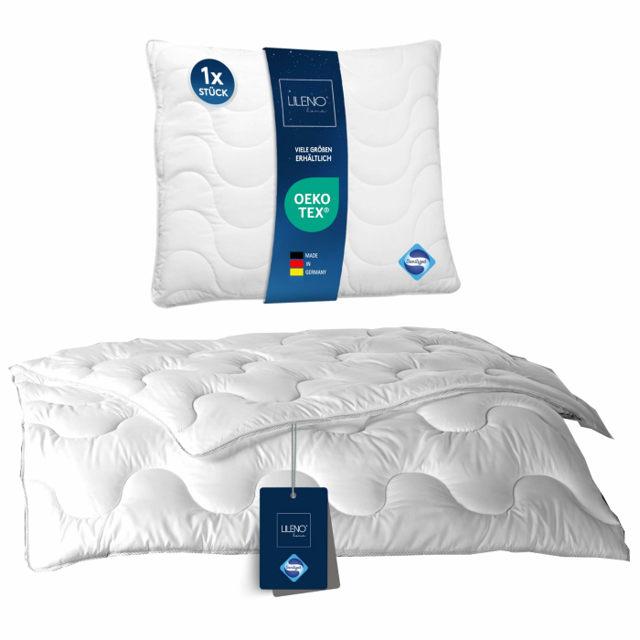 LILENO HOME Bettdecke 135x200 Set mit Kissen - Ganzjahre Bettdecke 135x200 mit Kopfkissen 80x80 cm als Set - Decke und Kissen mit antibakterieller Ausrüstung u. Kochfest bis 95° C SET: 135x200 + 80x80 cm Ganzjahresdecke + Kissen Angebot bei HelloDeals