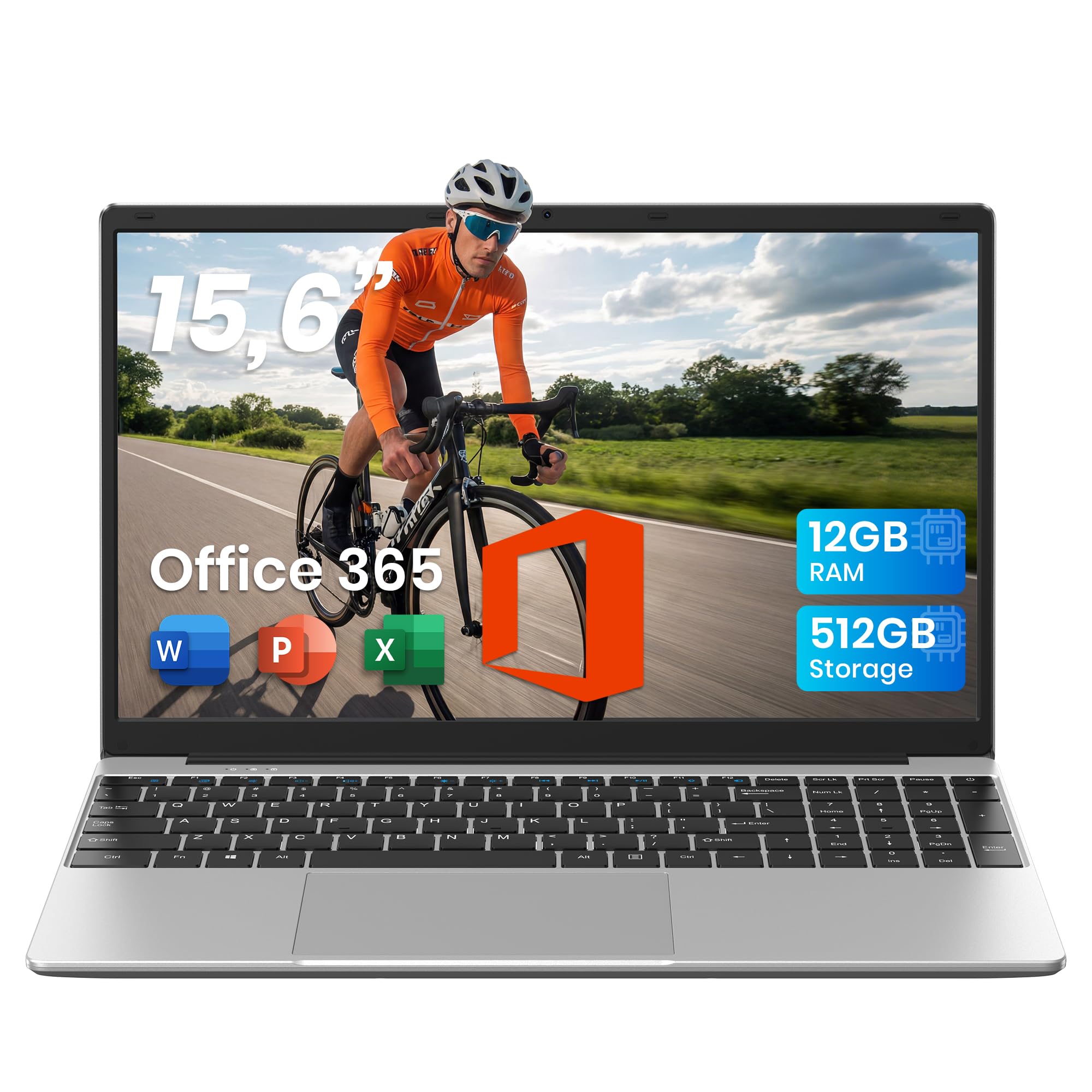 jumper Laptop 15,6 Zoll FHD Display, 12GB RAM 512GB SSD TF Erweitern 512GB, Office 365, 5205U Prozessor, Leichte Business und Studenten Notebook, 2 Stereo-Lautsprecher/Typ-C/USB 3.0/Zehnertastatur Silbergrau Angebot bei HelloDeals